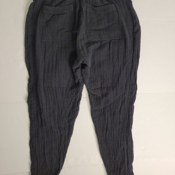 Michael Stars Sz S Crinckle Jogger Pants Black Pockets Drawstring - Picture 6 of 7
